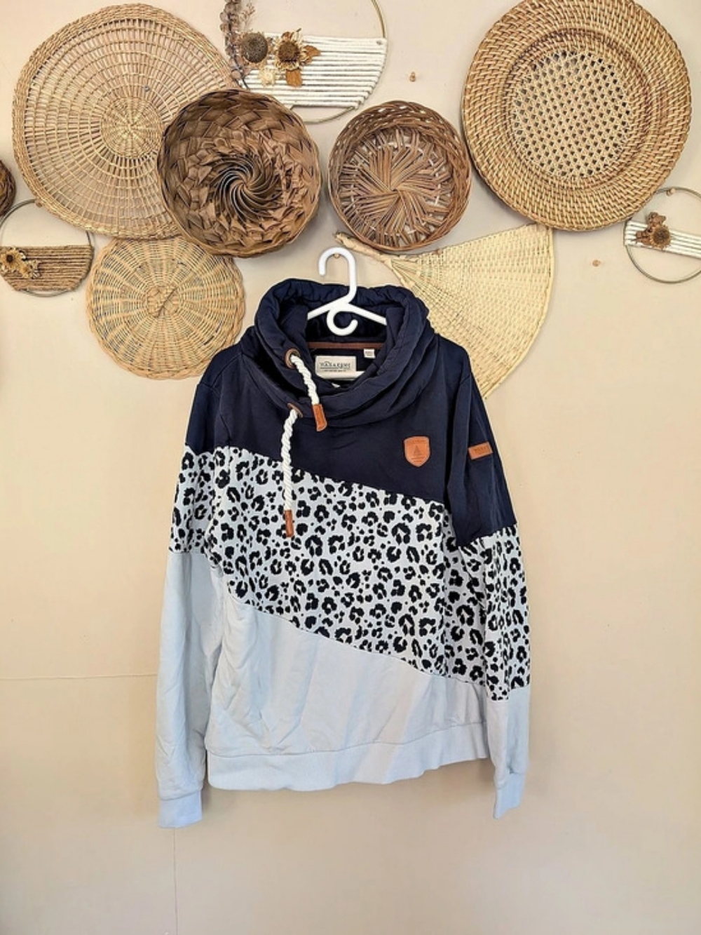 Wanakome Artemis Hoodie Leopard Print Blue & White 3XL